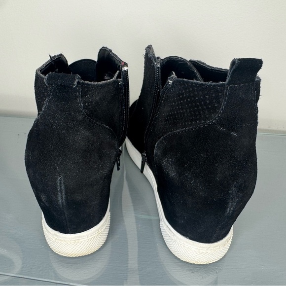 Steve Madden Wavery Suede Wedge Sneaker Black Size 9 - Picture 4 of 8